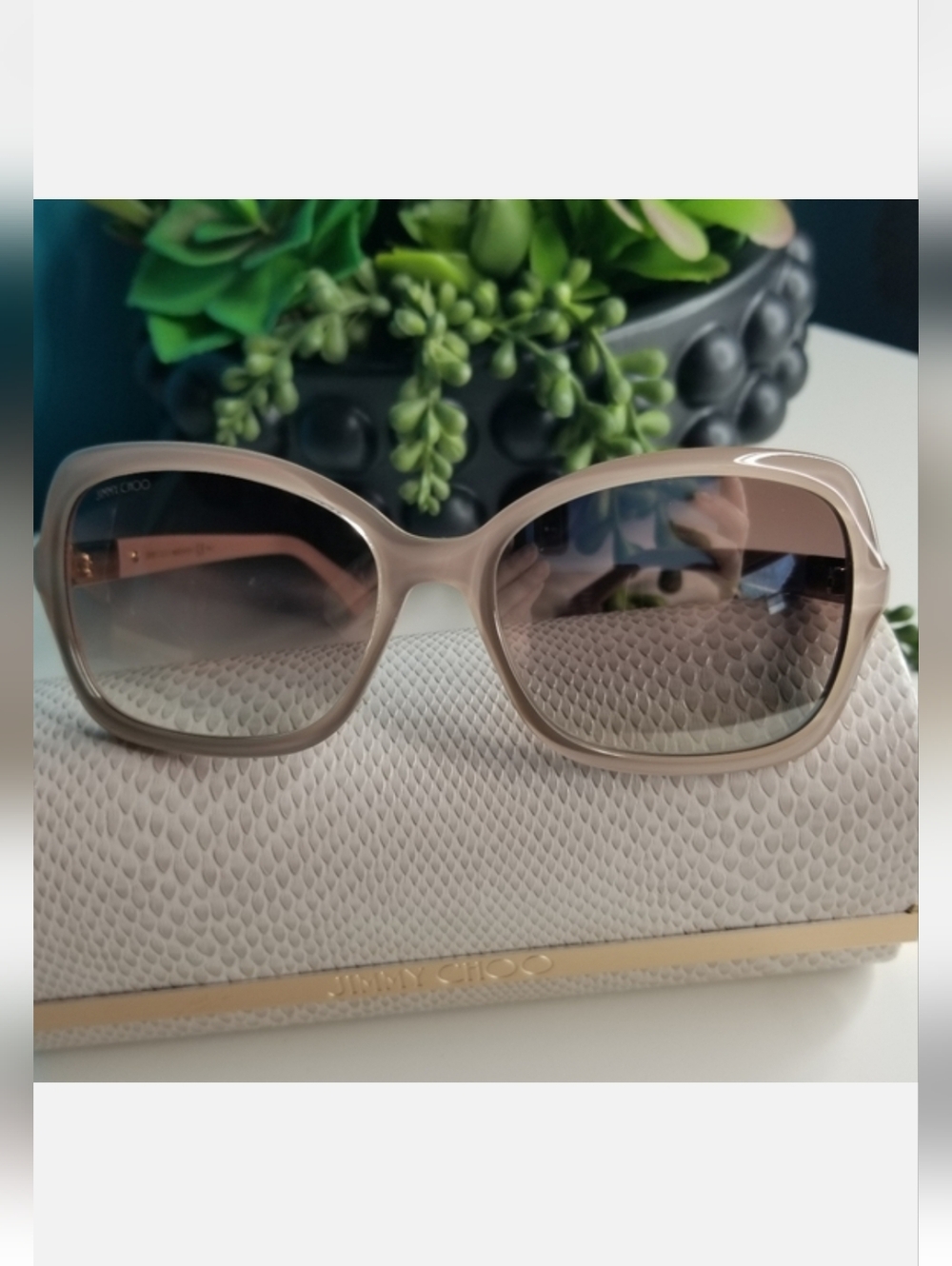 Jimmy Choo Bett/S OFWM NQ Nude Square Frame Sunglasses